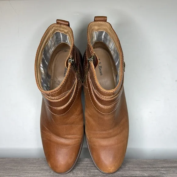 NEW L.L. Bean Leather Westport Ankle Strap Boots size 8 Wide - Picture 4 of 8